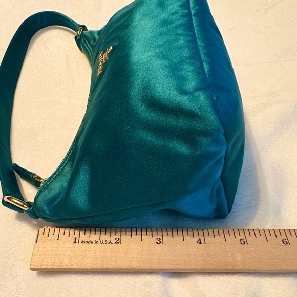 PRADA Satin Mini Hobo Bag Purse in Aqua Teal RARE with COA Authentic - Picture 8 of 16